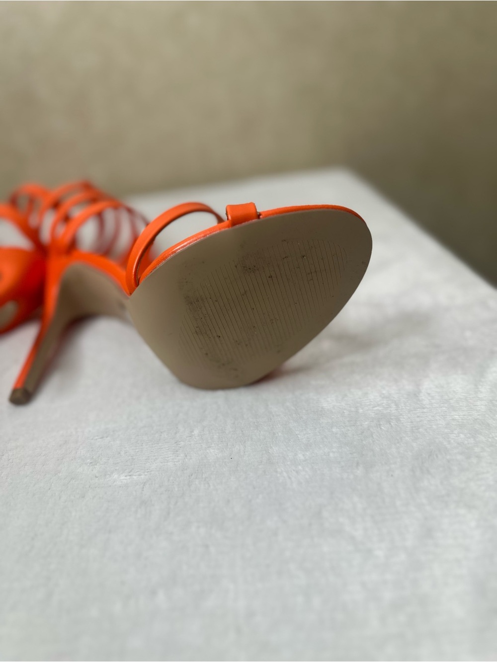 Shoe Dazzle Orange Spiral-Strap Heeled Sandals - Picture 8 of 16